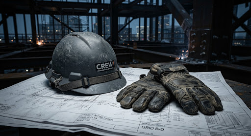 Field crew performing crane foundation work